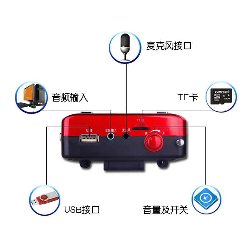 爱歌插卡收音机老年人听戏音箱便携式音响mp3音乐播放扩音器唱戏