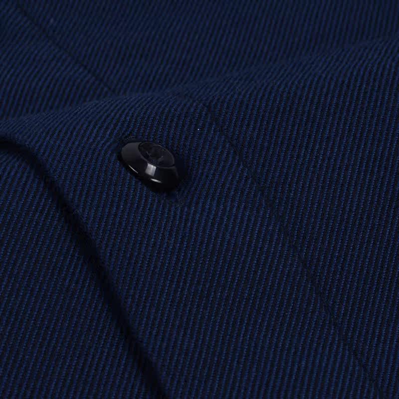 恒源祥保暖衬衫 男士长袖藏蓝色纯色加厚加绒桑蚕丝夹层中年衬衣