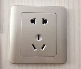 西蒙开关插座面板西蒙c3香槟金系列五孔插座电源插座simon二三插