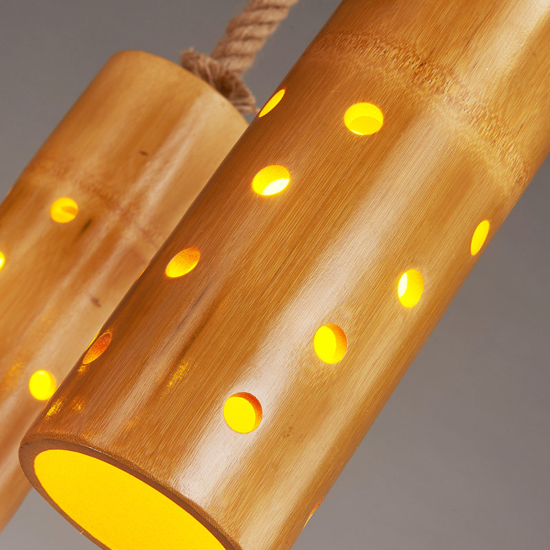 皇妻中式麻绳竹子灯餐厅客厅吊灯日式简约茶室竹灯田园风竹艺吊灯