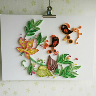 新品创意手工立体浮雕装饰油画儿童房照片墙彩色小鸟鹦鹉摆台