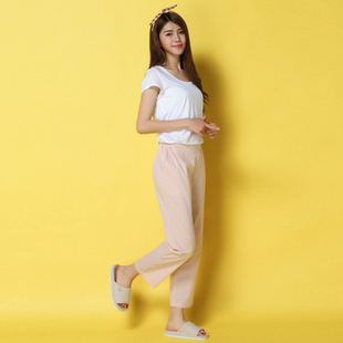 春秋夏上新女生最爱薄款睡裤净色纯色肉色全棉长裤宽松休闲家居裤
