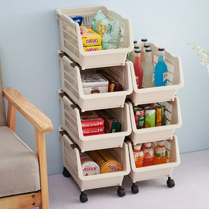 厨房收纳筐果蔬收纳篮零食杂物收纳架多层可叠加置物筐玩具收纳筐