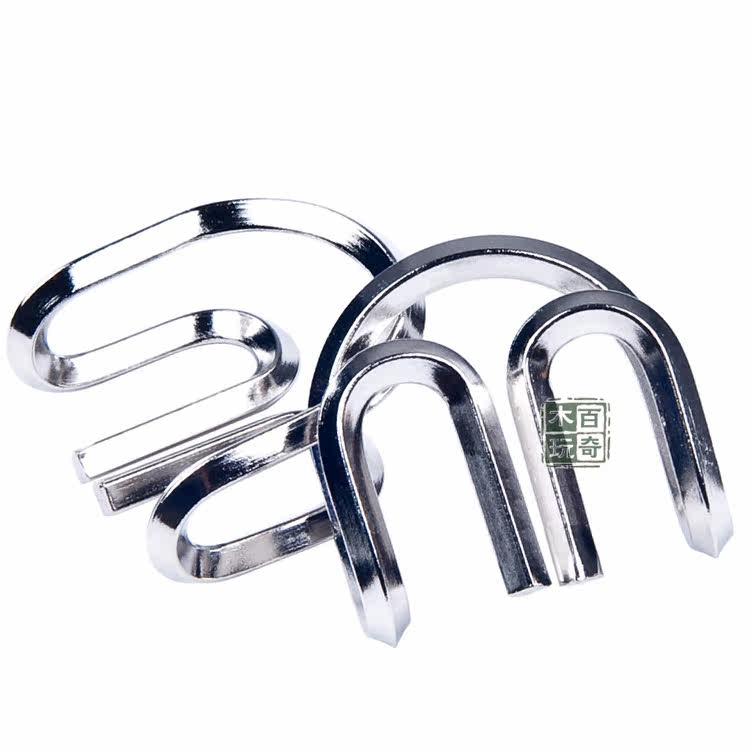 儿童学生益智玩具九连环方钢m扣成人娱乐老人防痴呆智力解扣m字扣