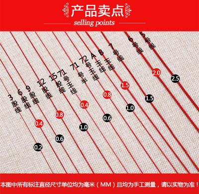 红绳 红线 宝宝手链 本命年红绳子 中国结线材玉线吊坠线72号线