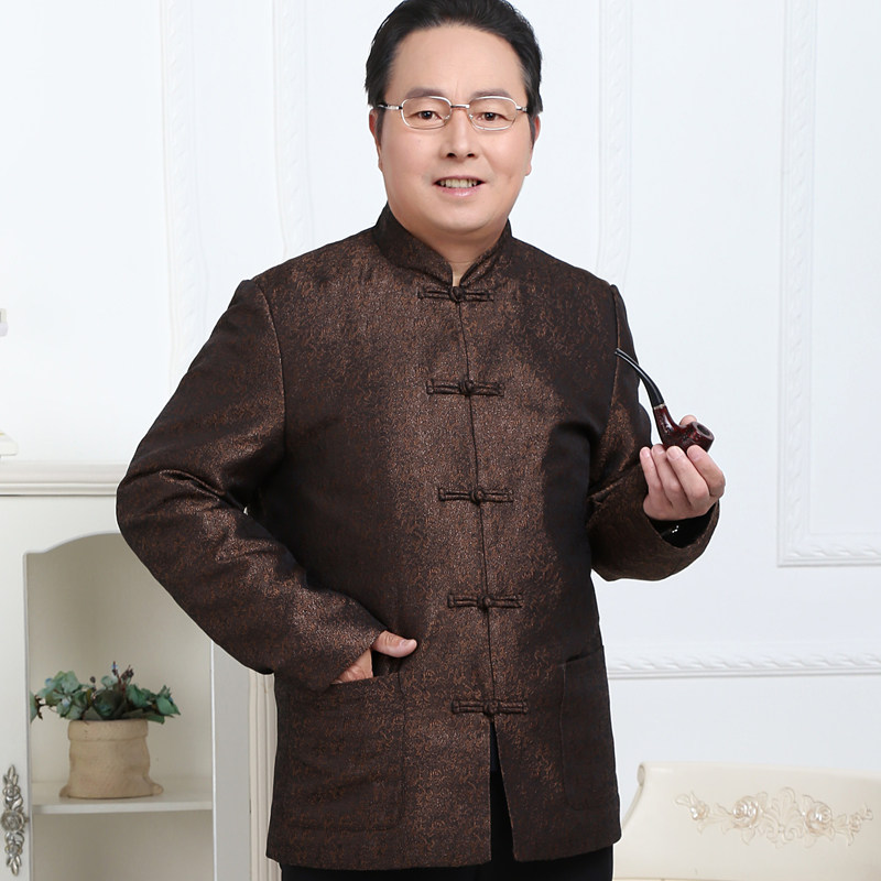 春秋唐装上衣外套男中老年人男装爸爸盘扣外套爷爷装生日中式服装