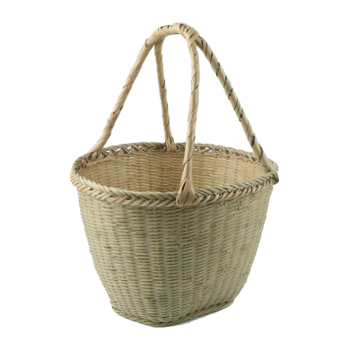 纯手工竹编篮小竹篮子手提青皮篮收纳篮杭州蓝水果鸡蛋篮子