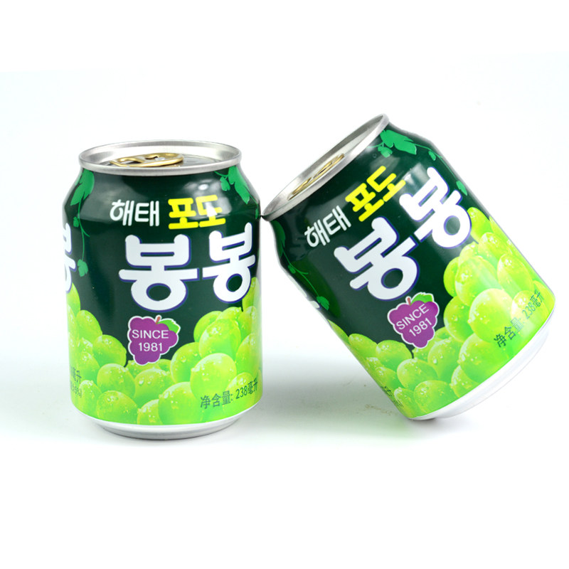 韩国进口海太葡萄果粒果汁饮料238ml/罐 纯果味夏季饮品休闲零食