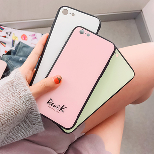 钢化玻璃9色奢华简约苹果7手机壳 6plus后盖 糖果色高品质iphone