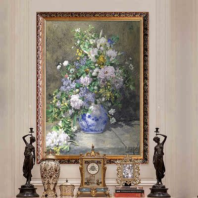 印象派花卉雷诺阿春之花束纯手绘定制油画客厅卧室餐厅挂壁画单幅