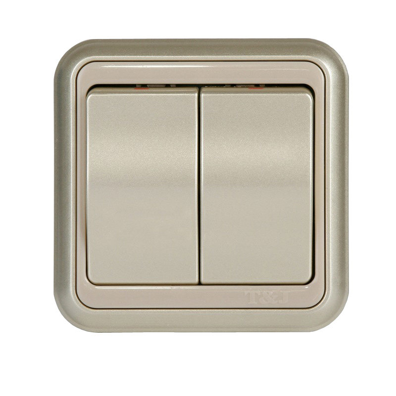 t&j天基开关插座香槟金悦庭系列 四开单联面板 四开单控荧光开关