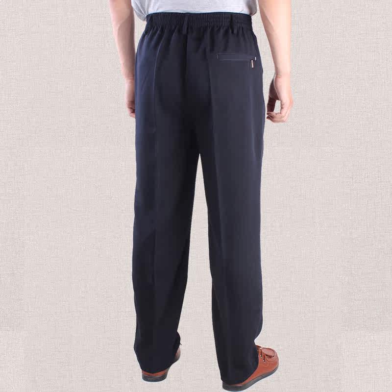 老头裤子 中老年松紧腰男裤子70-80岁春秋款休闲裤西裤宽松爷爷装