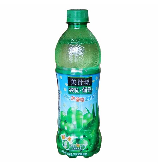 【超市发货】可口可乐美汁源爽粒绿葡萄果汁饮料450ml*12*箱芦荟