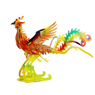 拼图3d立体拼图 四联新款彩色木制仿真彩色凤凰模型益智玩具diy