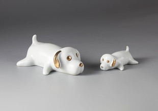 家居饰品 可爱俏皮陶瓷小狗摆件 动物小摆件 陶瓷小狗狗装饰 家居饰品