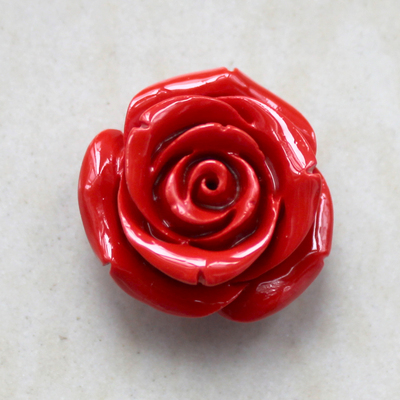 天然小城故饰多 朱砂红水晶玫瑰花配件diy饰品耳环小挂件红玫瑰