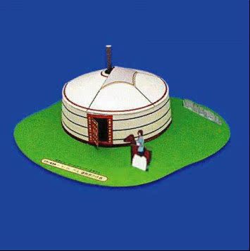立体折纸手工制作模型剪纸 迷你建筑场景 草原蒙古包 3d纸模