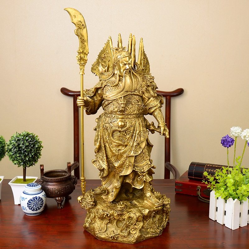 纯铜精工九龙关公铜像摆件武财神关羽关二爷招财镇宅乔迁开业礼品
