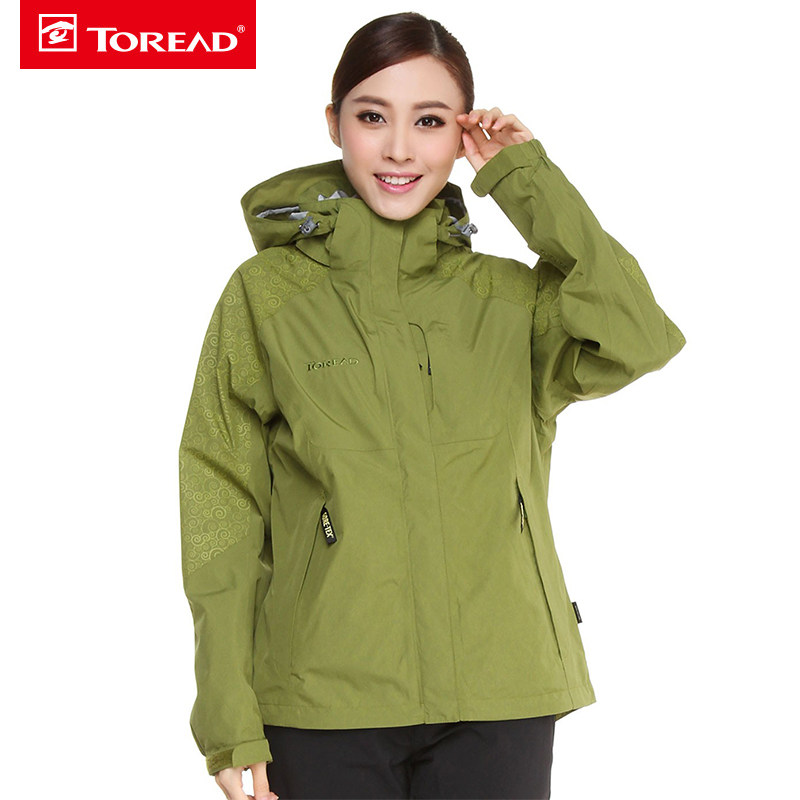 探路者冲锋衣女单层薄款防风水透气连帽外套正品低价清仓gore-tex