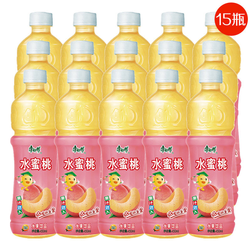 【天猫超市】康师傅 水蜜桃果汁450ml*15瓶 整箱 饮料饮品