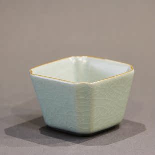 功夫茶杯品茗杯茶具茶碗主人杯小茶杯汝窑茶杯陶瓷四方杯