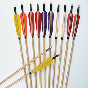 白木箭杆成品真羽传统反曲弓箭成品木杆优质材质木箭射击木箭包邮