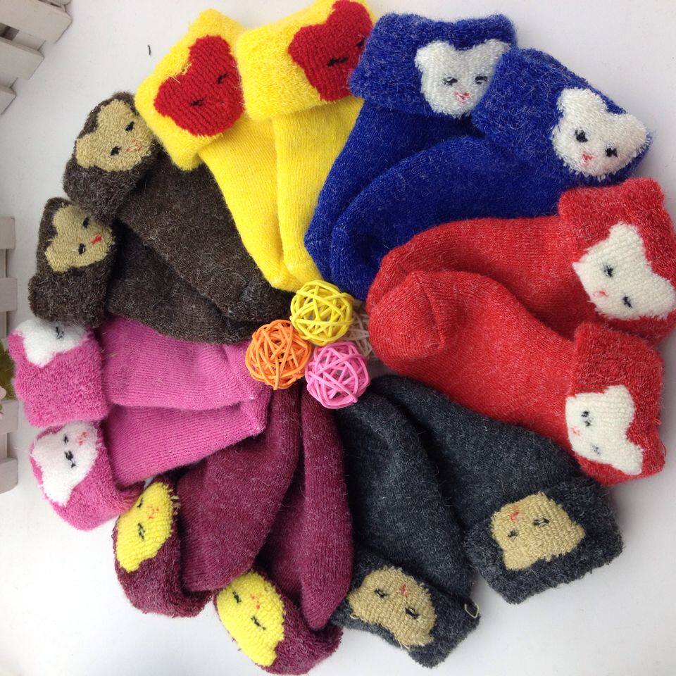 男女童婴儿羊毛袜子 宝宝加厚保暖羊毛袜 儿童冬天秋天加绒毛线圈