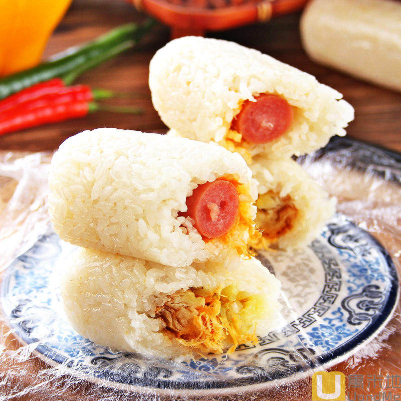 肉松粢饭团香肠粢饭糕油条糯米糍饭团蒸饭团早餐点心小吃6个 包邮