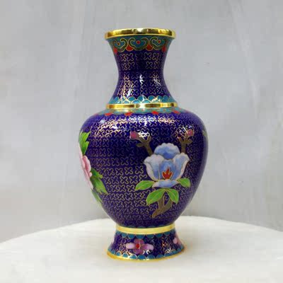 北京正品景泰藍花瓶 特色工藝禮品 銅掐絲琺琅 8寸花開富貴瓶包郵