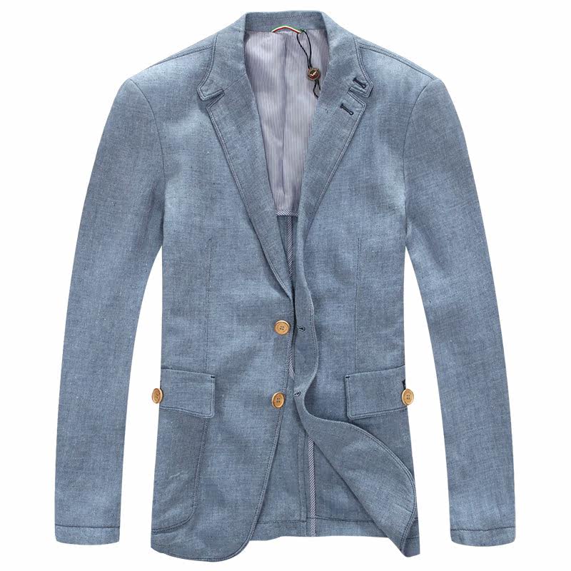 金鲨鱼正品男装14春夏新品 男士高级亚麻休闲西服adx11405