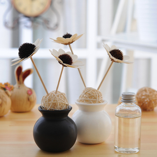 精油 黑白瓷瓶无火香薰 挥发藤条香薰干花藤条香薰礼75ml 香薰精油