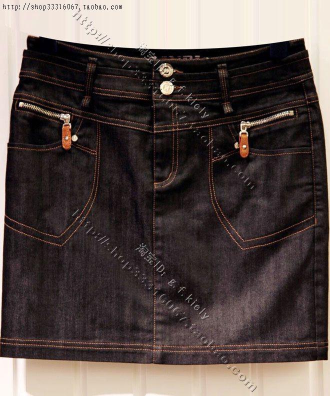 lindi/零典正品la34015庆女王节清仓英伦双腰头牛仔半裙