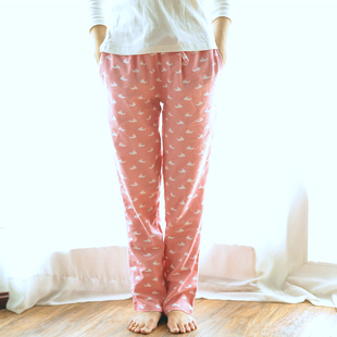 左耳边女士睡裤女款纯棉长裤秋冬季全棉家居裤女款加大码睡裤