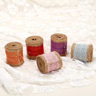 天然麻布条蕾丝花边装饰带复古礼品礼物包装配料diy辅材婚庆道具 - 飞