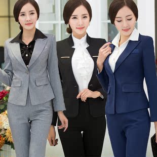 酒店工作服秋冬装长袖经理小西服职业套装美容师女款工服套装制服
