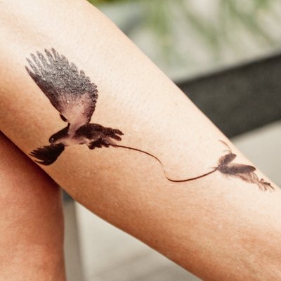 水墨老鹰 中国风创意纹身贴纸 复古水墨风黑白个性tatoo刺青贴