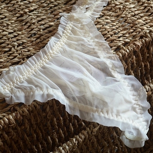 白色透明网纱性感低腰丁裤女