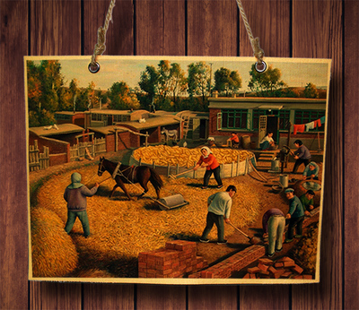 农村田园民丰收南方北方火锅店农家乐饭店装饰画壁画挂画有框烧烤