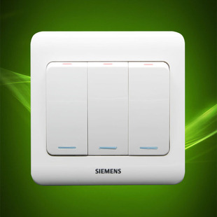 开关插座 西门子品牌开关插座面板远景雅白 正品防伪 三开单控荧光