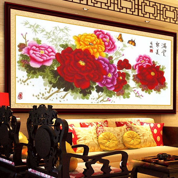 饰美居十字绣成品大幅新款客厅 满堂红 风景系列出售包邮
