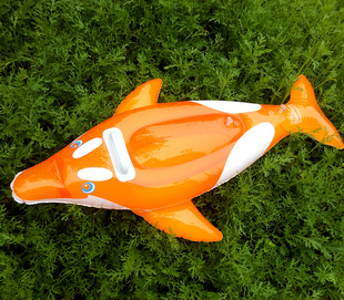 游泳动物座骑 玩具儿童浮板 桔色海豚水上充气坐骑