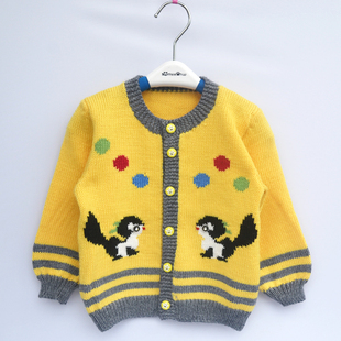松鼠 儿童毛线衣 2016miini男女童刺猬松鼠两色毛衣针织衫