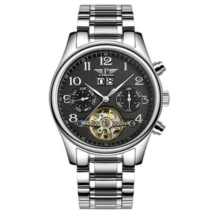 瑞士品度正品全自动陀飞轮机械表男表防水精钢腕表机械表手表