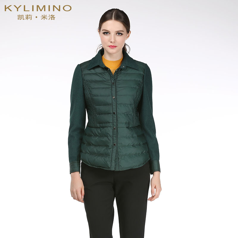 凯莉米洛专柜同步冬女式薄款羽绒服短款修身白鹅绒外套kiw44082