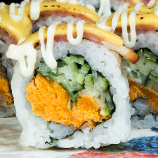 日韩料理/刺身 寿司/紫菜包饭 > 培根 8枚 芝士培根小卷 ￥7