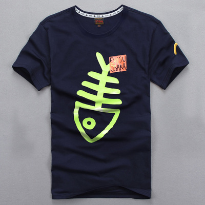 夏装新款福神evisu鱼骨头短袖男t恤 纯棉圆领休闲青春