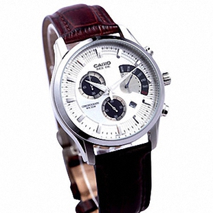 casio/卡西欧正品男表时尚休闲商务防水bem-501l-7a男士手表皮带