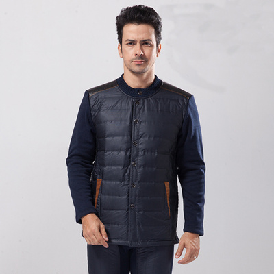 香格丹奴舒心鸟55026男羽绒贴片开衫保暖内衣套装加肥大厚中老年