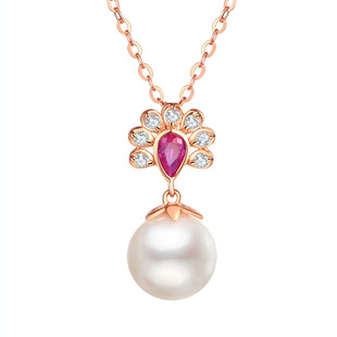 二手真品cartier卡地亚18k黄金白色珍珠贝母钻石项链带原装盒证书