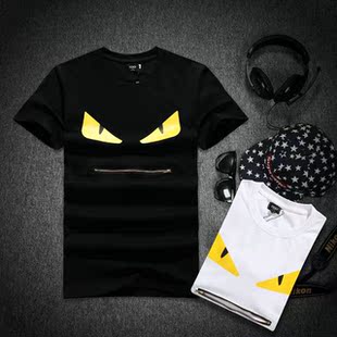 包邮短袖t恤男潮牌恶魔眼睛t-shirt夏季小怪兽宽松男女纯棉装上衣